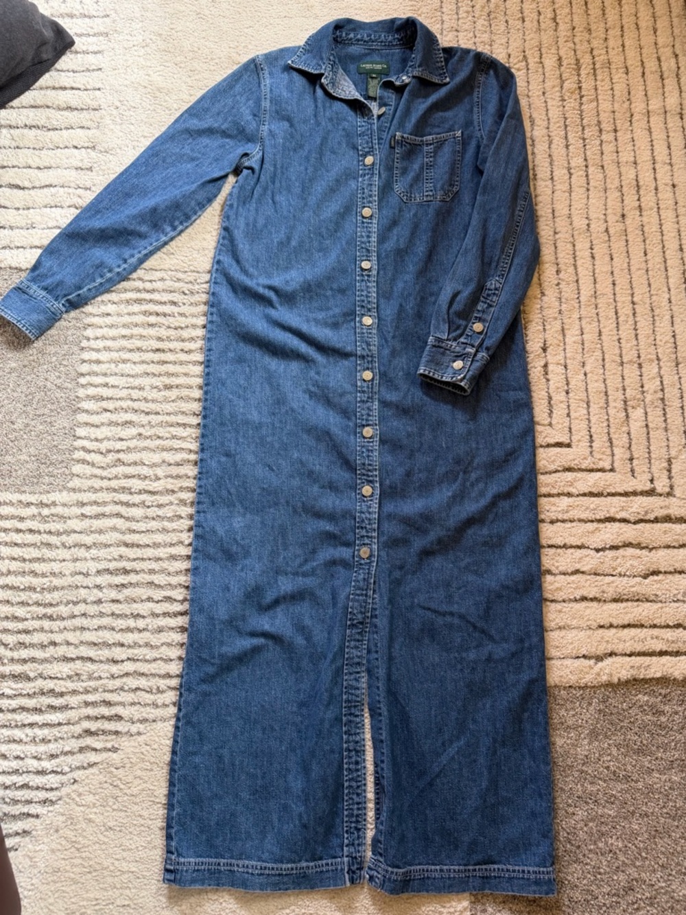 Ralph Lauren Denim Button-Front Maxi Dress - Blue